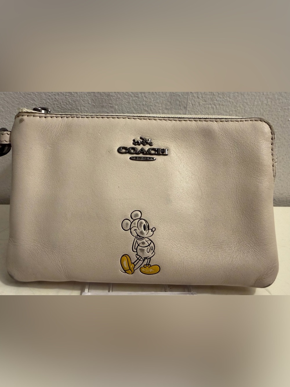 Coach Disney Mickey Mouse white leather wristlet